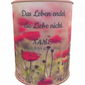 Personalisierbare Urne mit Mohnfeld