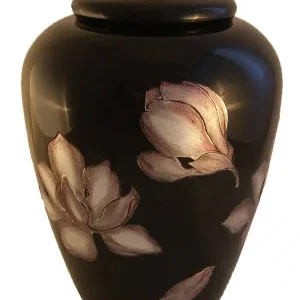 Samtschwarze Glasurne mit Blumenmuster